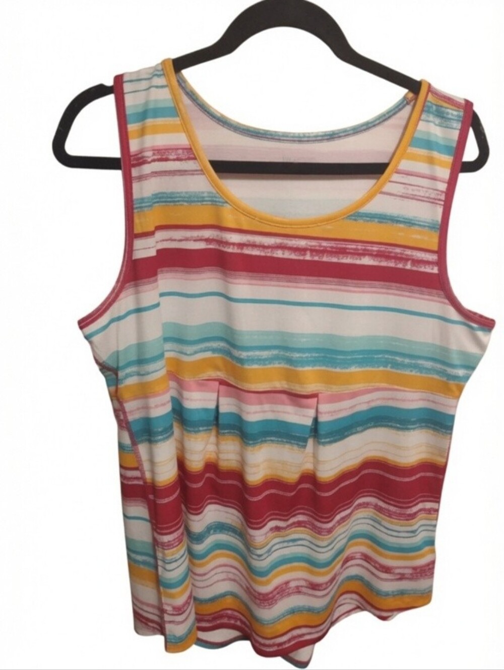 Lands' End Women's Sport Tank Top Size XL Striped Sleeveless Shirt Beach Pool